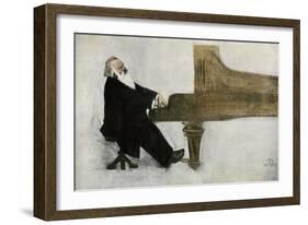 Johannes Brahms at the Piano-null-Framed Giclee Print