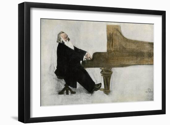 Johannes Brahms at the Piano-null-Framed Giclee Print