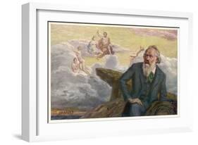 Johannes Brahms German Musician Composing His Symphony No. 1-R. Ronopa-Framed Art Print