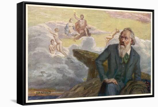 Johannes Brahms German Musician Composing His Symphony No. 1-R. Ronopa-Framed Stretched Canvas