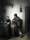 A Woman Cutting Bread-Johannes Christiaan Janson-Art Print