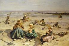 A Day at the Seaside-Johannes Evert Akkeringa-Stretched Canvas