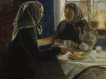 Two women drinking coffee-Johannes Flintoe-Giclee Print