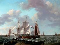 Ships Near the Coast, 1831-Johannes Hermanus Koekkoek-Stretched Canvas