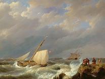 Ships Near the Coast, 1831-Johannes Hermanus Koekkoek-Framed Stretched Canvas