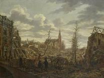 Rapenburg in Leiden Three Days after the Explosion of the Gunpowder-Johannes Jelgerhuis-Framed Stretched Canvas