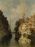 Along the Canal in Winter-Johannes Karel Christian Klinkenberg-Framed Stretched Canvas
