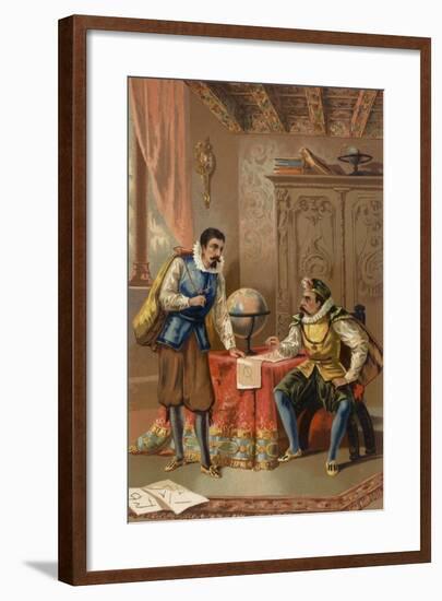 Johannes Kepler and Tycho Brahe at the Prague Observatory, C1600-null-Framed Giclee Print