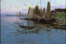 Ships in the Harbor, 1884 oil on canvas-Johannes Martin Grimelund-Giclee Print