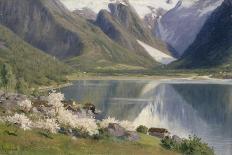 Norvège, bord d'un fjord au printemps .1896-Johannes Martin Grimelund-Framed Stretched Canvas