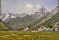 Norvège, bord d'un fjord au printemps .1896-Johannes Martin Grimelund-Framed Stretched Canvas