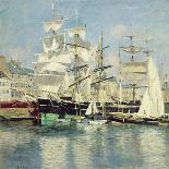 Ships in the Harbor, 1884 oil on canvas-Johannes Martin Grimelund-Giclee Print