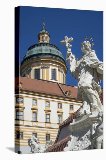 Johannes Nepomuk statue and Monastery, Melk, UNESCO World Heritage Site, Lower Austria, Austria, Eu-Rolf Richardson-Stretched Canvas