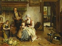 A Family in an Interior-Johannes Petrus Horstok-Framed Stretched Canvas