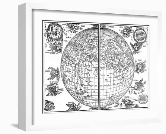 Johannes Stabius Map of the World, 1515-Albrecht Durer-Framed Giclee Print