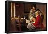 Johannes Vermeer Girl Interrupted in Her Music Art Print Poster-null-Framed Poster