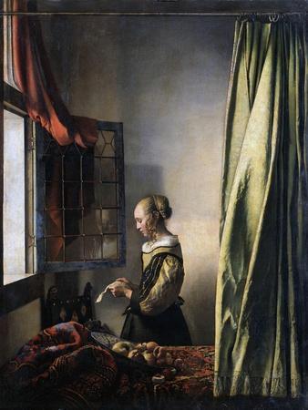 Girl Reading a Letter by an Open Window, Ca 1659