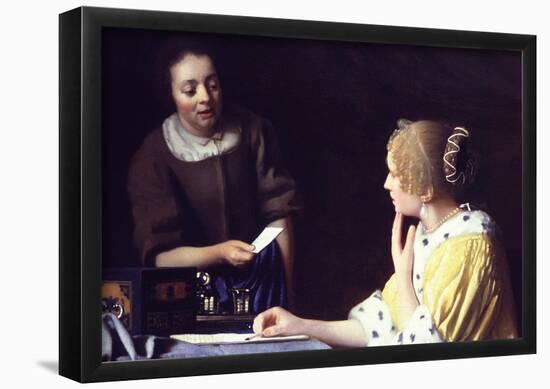 Johannes Vermeer Lady Maidservant Holding Letter Art Print Poster-null-Framed Poster