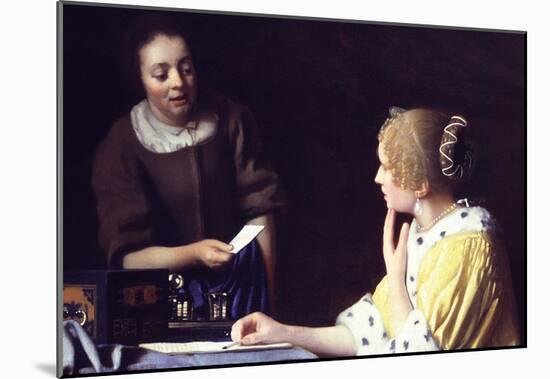 Johannes Vermeer Lady Maidservant Holding Letter Art Print Poster-null-Mounted Poster