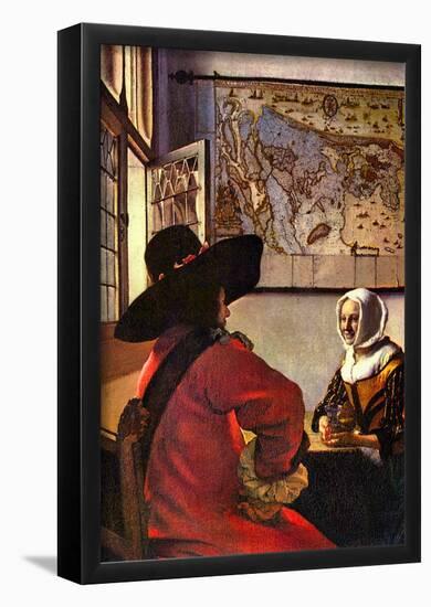 Johannes Vermeer Soldier and Girl Smiling Art Print Poster-null-Framed Poster