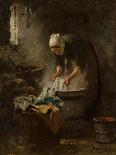The Washerwoman, C.1900 (Oil on Canvas)-Johannes Weiland-Mounted Giclee Print