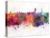 Johannesburg Skyline in Watercolor Background-paulrommer-Stretched Canvas