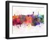 Johannesburg Skyline in Watercolor Background-paulrommer-Framed Art Print