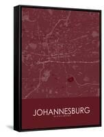 Johannesburg, South Africa Red Map-null-Framed Stretched Canvas