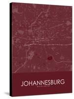 Johannesburg, South Africa Red Map-null-Stretched Canvas