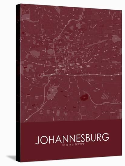 Johannesburg, South Africa Red Map-null-Stretched Canvas