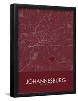 Johannesburg, South Africa Red Map-null-Framed Poster
