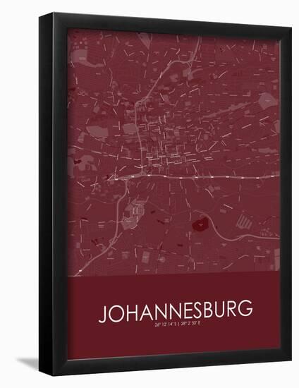 Johannesburg, South Africa Red Map-null-Framed Poster