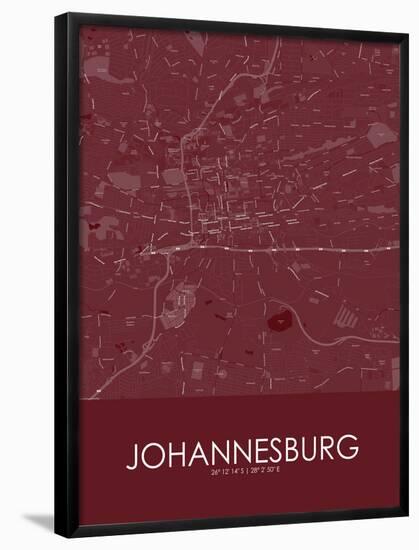 Johannesburg, South Africa Red Map-null-Framed Poster