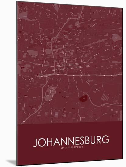 Johannesburg, South Africa Red Map-null-Mounted Poster