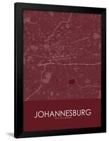 Johannesburg, South Africa Red Map-null-Framed Poster