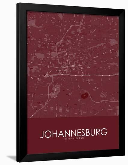 Johannesburg, South Africa Red Map-null-Framed Poster