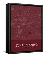 Johannesburg, South Africa Red Map-null-Framed Stretched Canvas