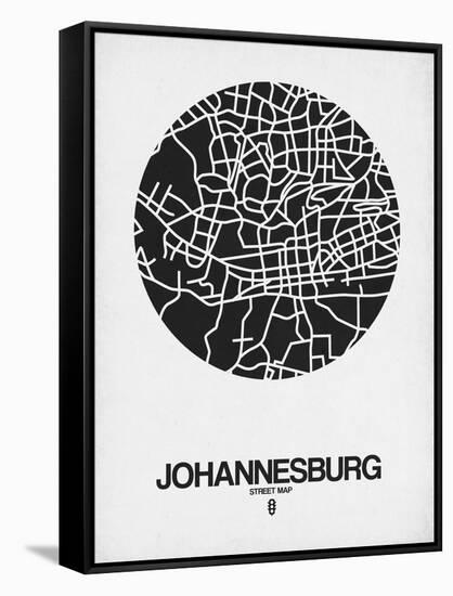 Johannesburg Street Map Black on White-NaxArt-Framed Stretched Canvas