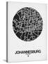 Johannesburg Street Map Black on White-NaxArt-Stretched Canvas