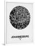 Johannesburg Street Map Black on White-NaxArt-Framed Art Print