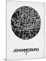 Johannesburg Street Map Black on White-NaxArt-Mounted Art Print