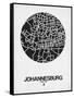 Johannesburg Street Map Black on White-NaxArt-Framed Stretched Canvas