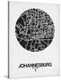 Johannesburg Street Map Black on White-NaxArt-Stretched Canvas