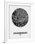 Johannesburg Street Map Black on White-NaxArt-Framed Art Print