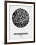 Johannesburg Street Map Black on White-NaxArt-Framed Art Print