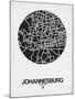 Johannesburg Street Map Black on White-NaxArt-Mounted Art Print