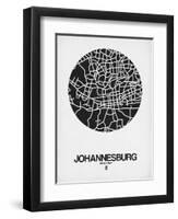 Johannesburg Street Map Black on White-NaxArt-Framed Art Print