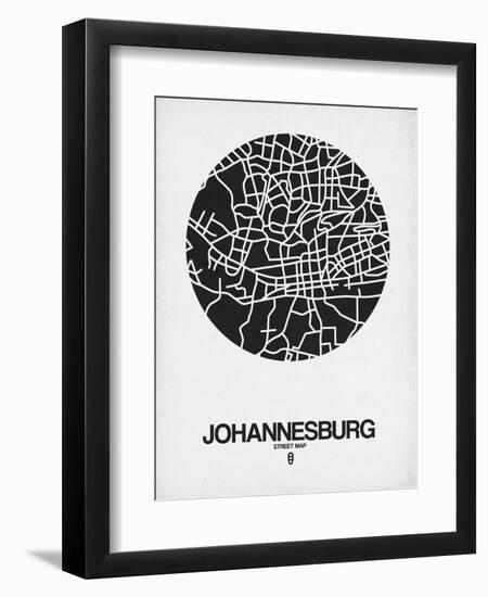 Johannesburg Street Map Black on White-NaxArt-Framed Art Print