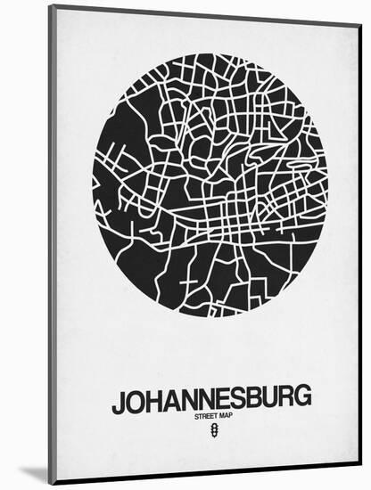 Johannesburg Street Map Black on White-NaxArt-Mounted Art Print