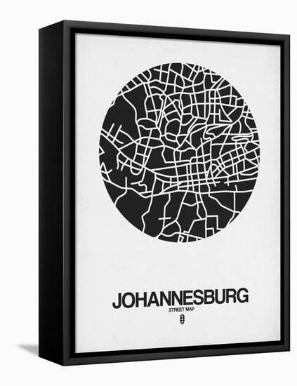 Johannesburg Street Map Black on White-NaxArt-Framed Stretched Canvas